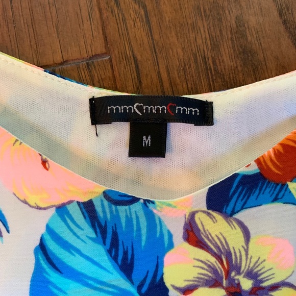 MM MM MM Tropical Print Tank Top with Pom Pom Trim - Picture 5 of 5